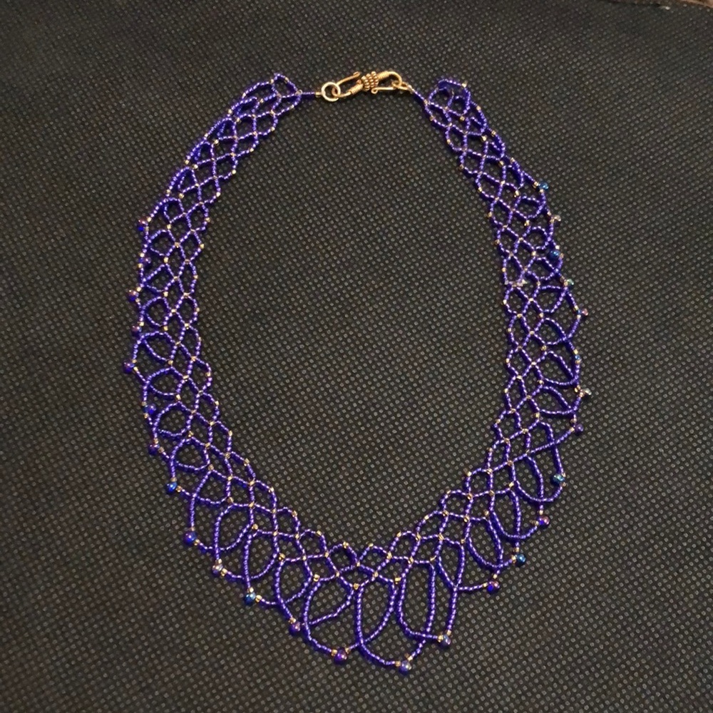 Necklace - Purple beaded